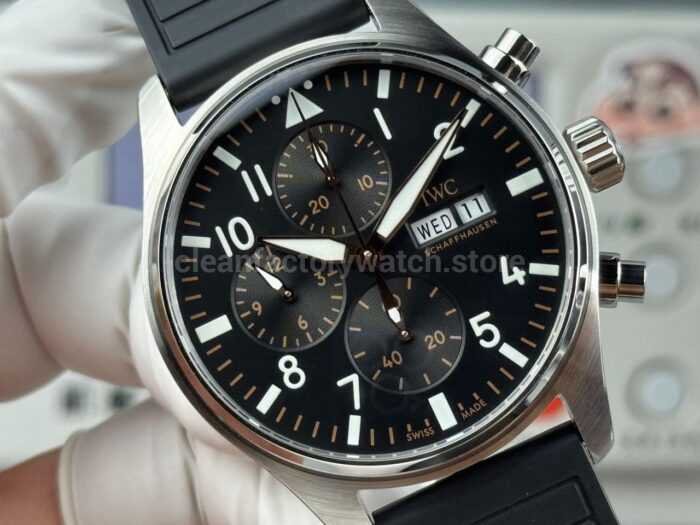 TWS Factory IWC Pilot Chronograph IW388111 41mm Rubber Strap Arabic Numerals Black Dial - Image 4