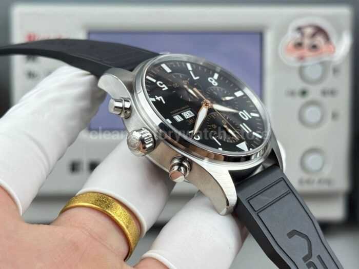TWS Factory IWC Pilot Chronograph IW388111 41mm Rubber Strap Arabic Numerals Black Dial - Image 6