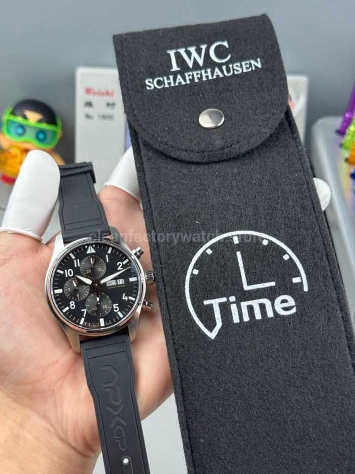 TWS Factory IWC Pilot Chronograph IW388111 41mm Rubber Strap Arabic Numerals Black Dial - Image 9