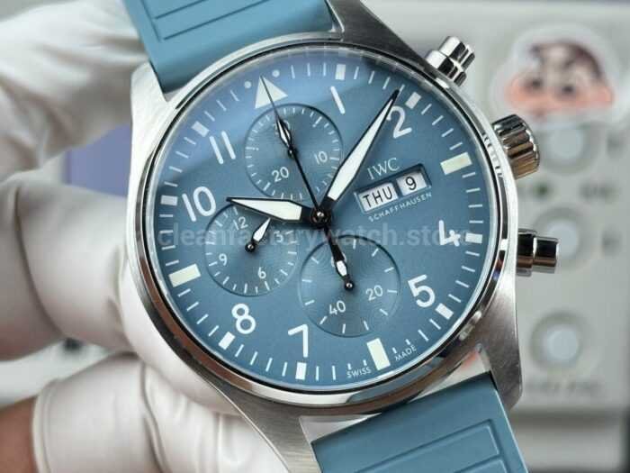TWS Factory IWC Pilot Chronograph IW388117 41mm Light Blue Rubber Arabic Numerals Light Blue Dial - Image 4