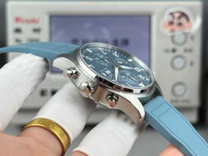 TWS Factory IWC Pilot Chronograph IW388117 41mm Light Blue Rubber Arabic Numerals Light Blue Dial - Image 6