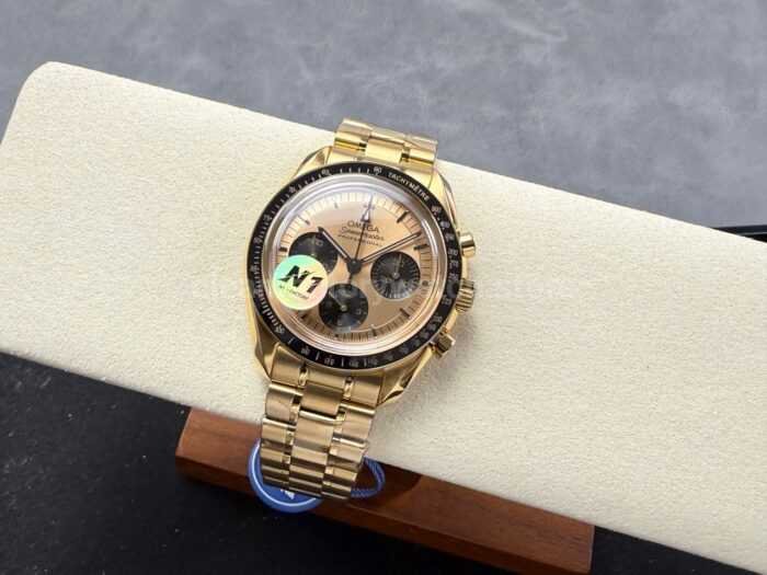 N1 Factory Omega Speedmaster Professional Moonwatch 310.23.42.50.99.001 Yellow Gold Pink Dial - Image 5