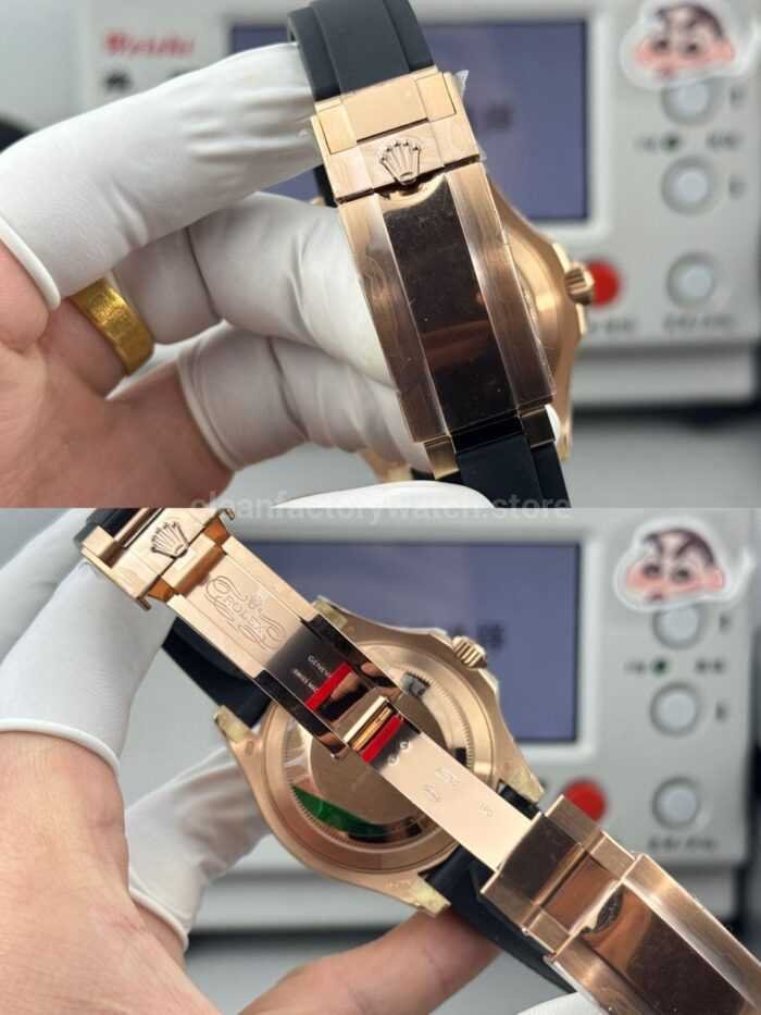 FH Factory Counterweight Rolex Yacht-Master 126655-0002 40mm Rose Gold Oysterflex Black Dial - Image 8