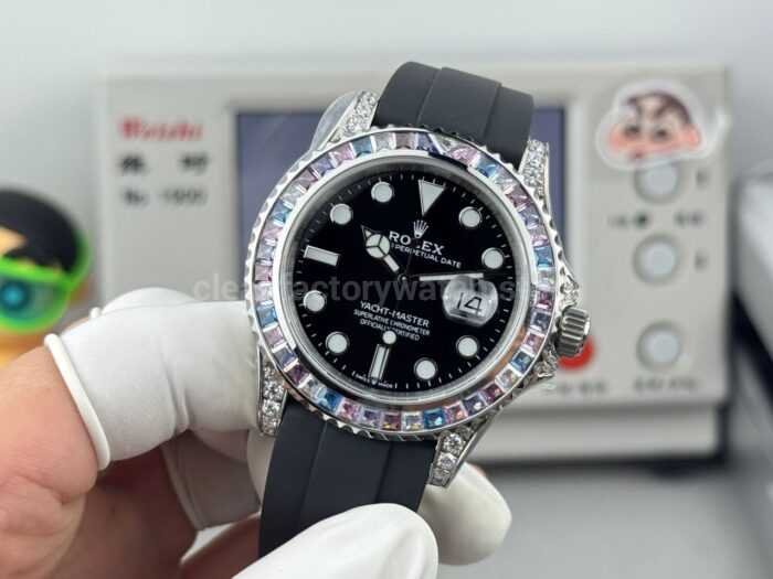 FH Factory Counterweight Rolex Yacht-Master 126679SABR-0002 40mm White Gold Oysterflex Diamond Bezel Black Dial - Image 3