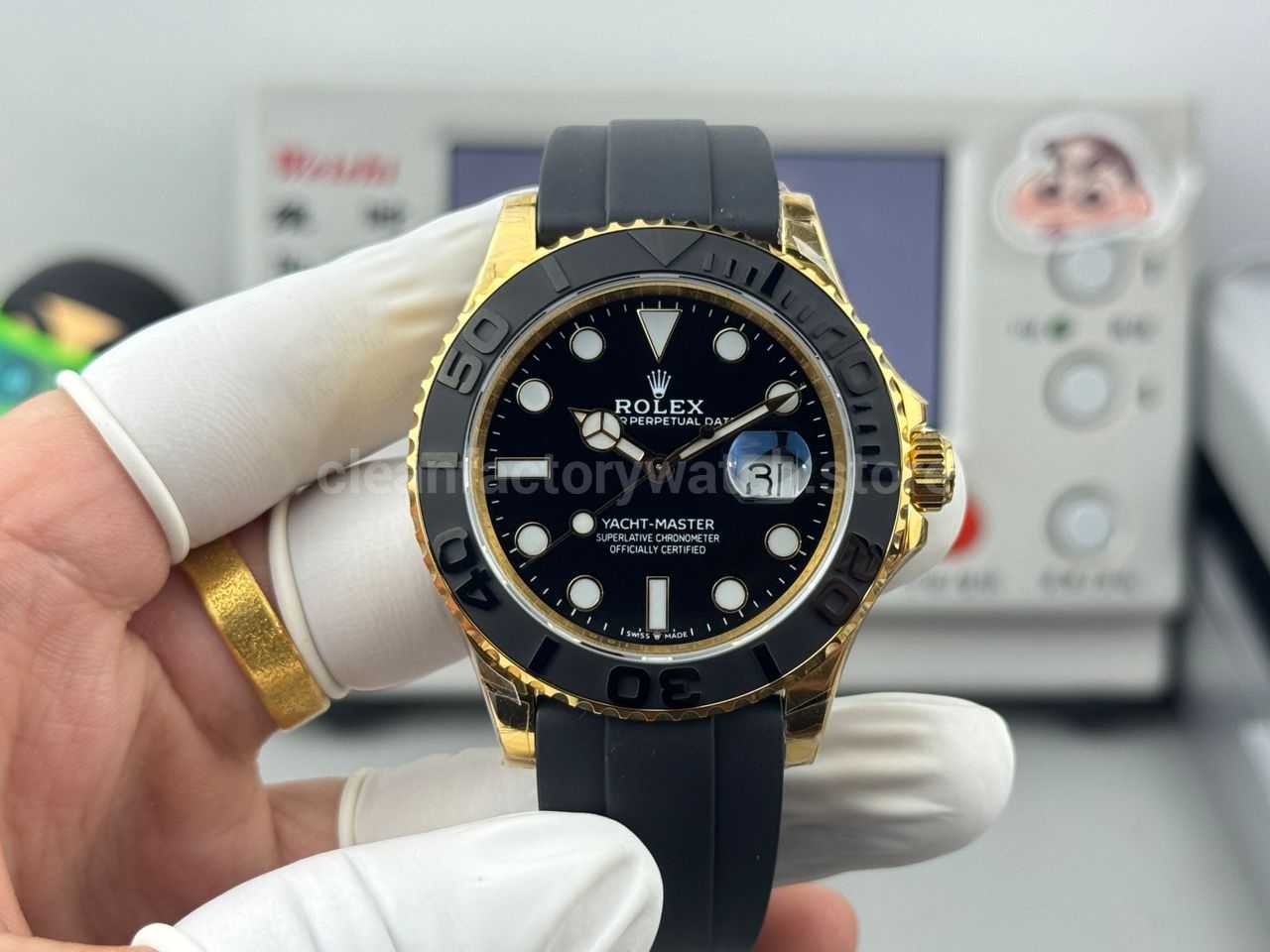 FH Factory Counterweight Rolex Yacht-Master 226658-0001 42mm Yellow Gold Oysterflex Black Dial
