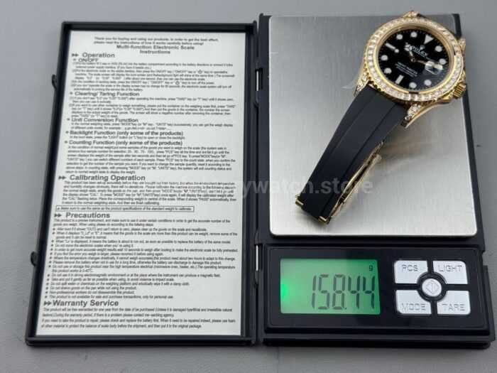 FH Factory Counterweight Rolex Yacht-Master 226668TBR 42mm Yellow Gold Oysterflex Diamond Bezel Black Dial - Image 9