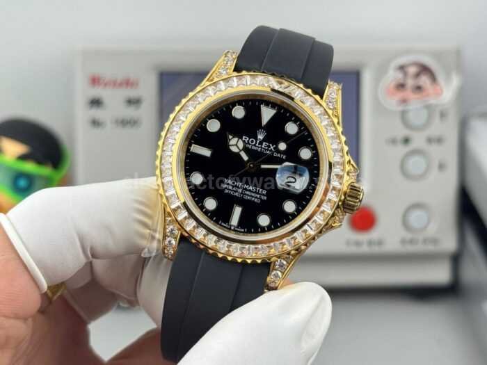 FH Factory Counterweight Rolex Yacht-Master 226668TBR 42mm Yellow Gold Oysterflex Diamond Bezel Black Dial - Image 3