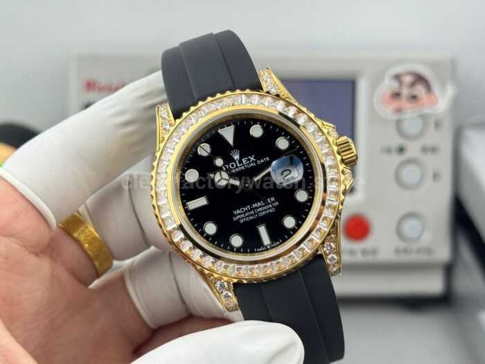 FH Factory Counterweight Rolex Yacht-Master 226668TBR 42mm Yellow Gold Oysterflex Diamond Bezel Black Dial - Image 2