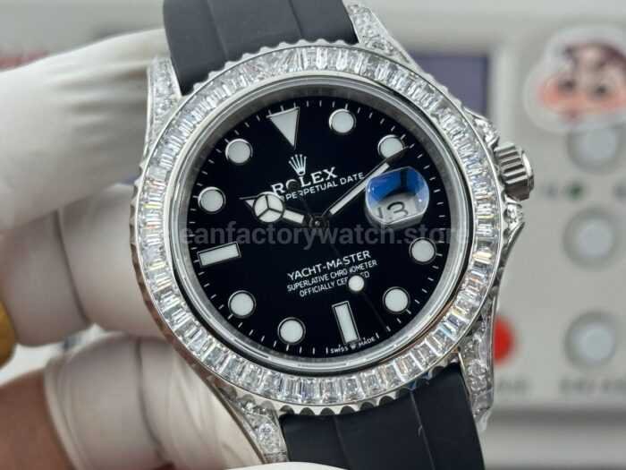 FH Factory Counterweight Rolex Yacht-Master 226679TBR 42mm White Gold Oysterflex Diamond Bezel Black Dial - Image 4
