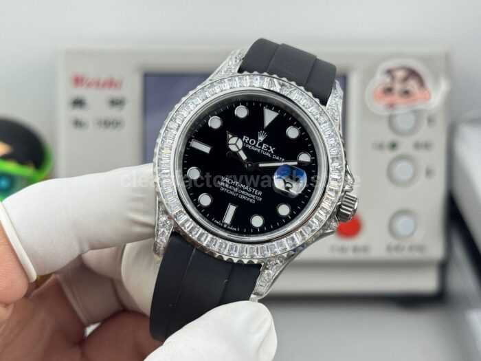 FH Factory Counterweight Rolex Yacht-Master 226679TBR 42mm White Gold Oysterflex Diamond Bezel Black Dial - Image 3