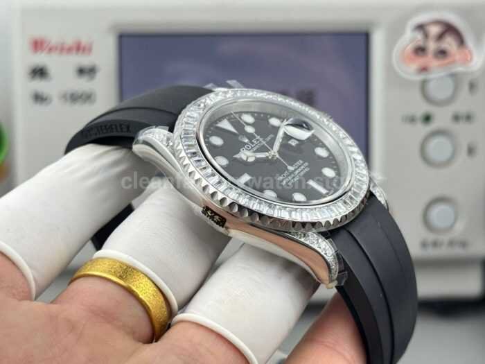 FH Factory Counterweight Rolex Yacht-Master 226679TBR 42mm White Gold Oysterflex Diamond Bezel Black Dial - Image 5