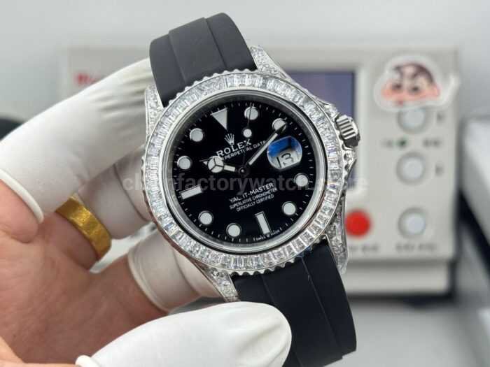 FH Factory Counterweight Rolex Yacht-Master 226679TBR 42mm White Gold Oysterflex Diamond Bezel Black Dial - Image 2