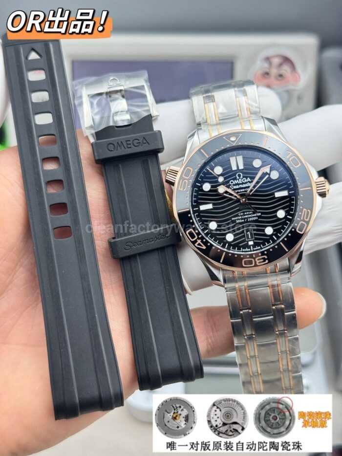 OR Factory Omega Seamaster Diver 300M 210.20.42.20.01.001 42mm Half Rose Gold Black Dial - Image 9