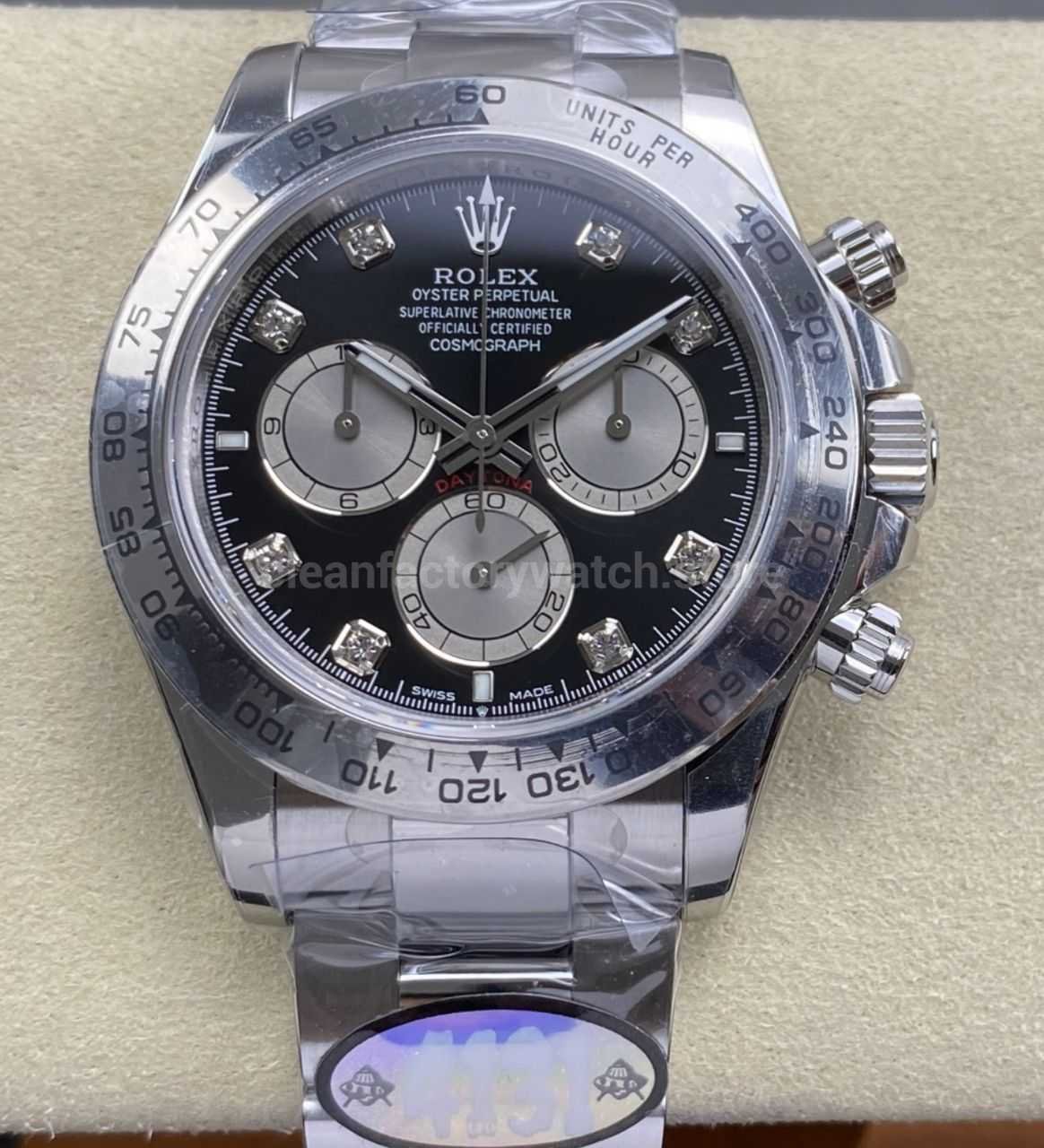 UFO Factory Rolex Daytona 126509-0002 40mm Full White Gold Diamond Black Dial