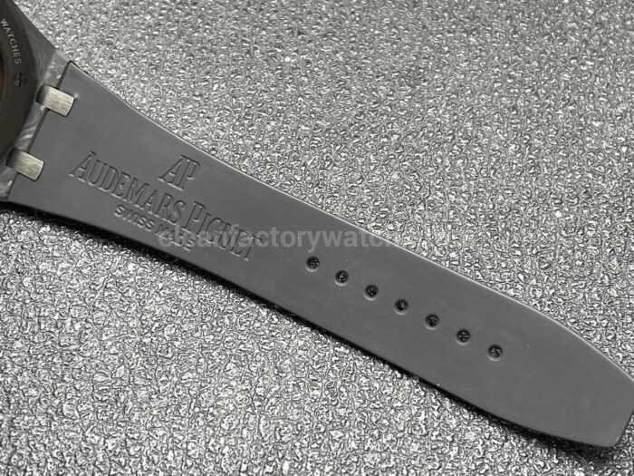 DIW Factory Audemars Piguet Royal Oak 15500 VOIDLINE 41mm Carbon Fiber Red Line Rubber Strap Black Dial - Image 9