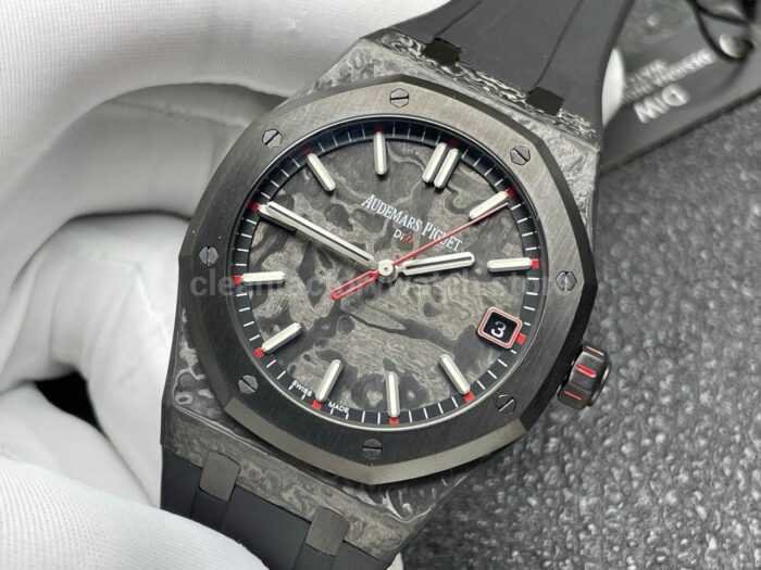 DIW Factory Audemars Piguet Royal Oak 15500 VOIDLINE 41mm Carbon Fiber Orange Line Rubber Strap Black Dial - Image 3