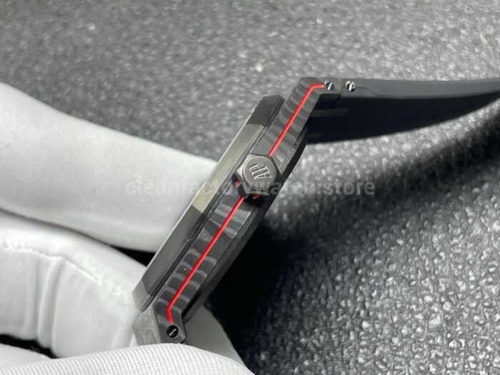 DIW Factory Audemars Piguet Royal Oak 15500 VOIDLINE 41mm Carbon Fiber Orange Line Rubber Strap Black Dial - Image 6