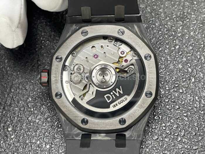 DIW Factory Audemars Piguet Royal Oak 15500 VOIDLINE 41mm Carbon Fiber Orange Line Rubber Strap Black Dial - Image 7