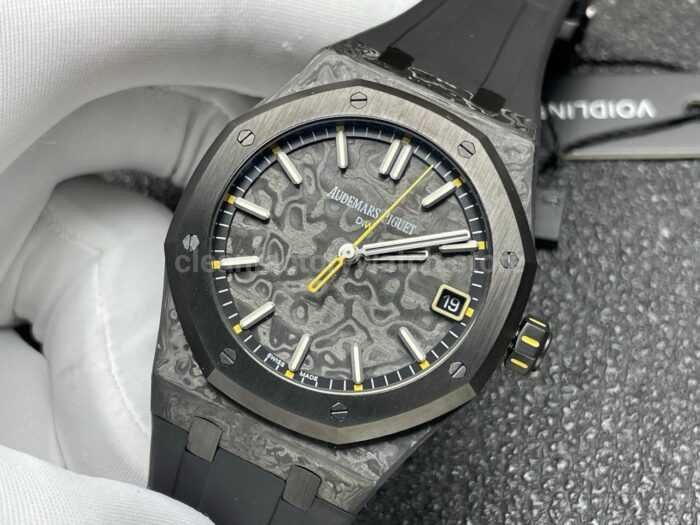 DIW Factory Audemars Piguet Royal Oak 15500 VOIDLINE 41mm Carbon Fiber Green Line Rubber Strap Black Dial - Image 3