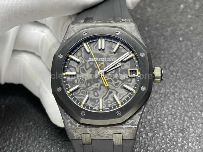 DIW Factory Audemars Piguet Royal Oak 15500 VOIDLINE 41mm Carbon Fiber Green Line Rubber Strap Black Dial - Image 4