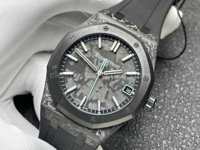 DIW Factory Audemars Piguet Royal Oak 15500 VOIDLINE 41mm Carbon Fiber Yellow Line Rubber Strap Black Dial - Image 3