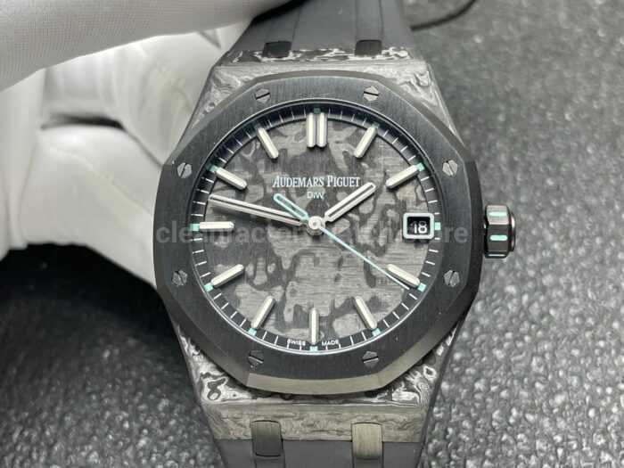 DIW Factory Audemars Piguet Royal Oak 15500 VOIDLINE 41mm Carbon Fiber Yellow Line Rubber Strap Black Dial - Image 4