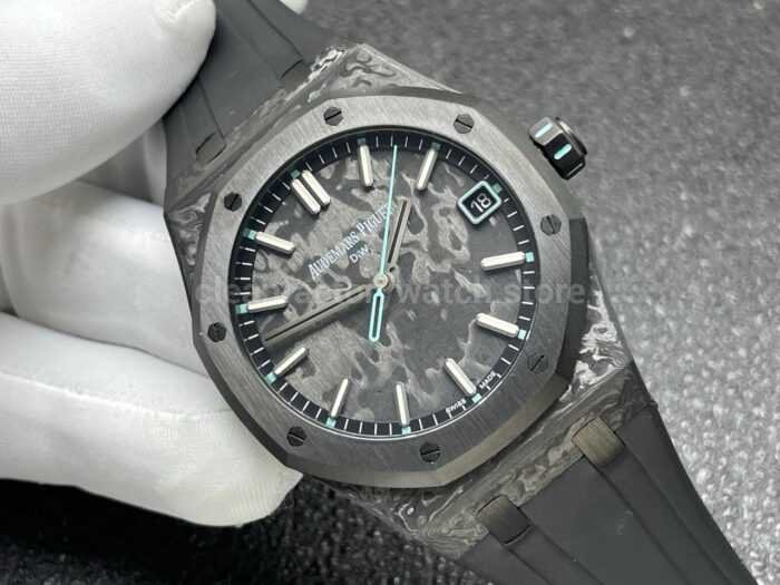 DIW Factory Audemars Piguet Royal Oak 15500 VOIDLINE 41mm Carbon Fiber Yellow Line Rubber Strap Black Dial - Image 2