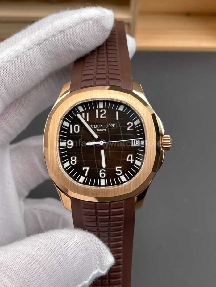 BBF Factory Patek Philippe Aquanaut 40mm 5167R-001 Rose Gold Brown Rubber Strap Brown Dial - Image 3