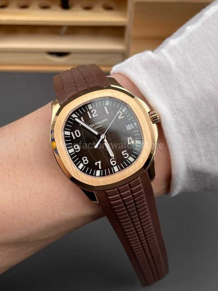 BBF Factory Patek Philippe Aquanaut 40mm 5167R-001 Rose Gold Brown Rubber Strap Brown Dial - Image 4