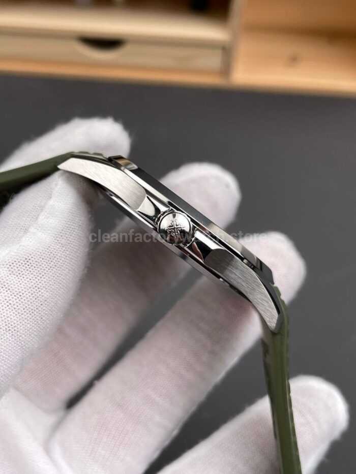 BBF Factory Patek Philippe Aquanaut 40mm 5168G-010 White Gold Rubber Strap Avocado Green Dial - Image 6