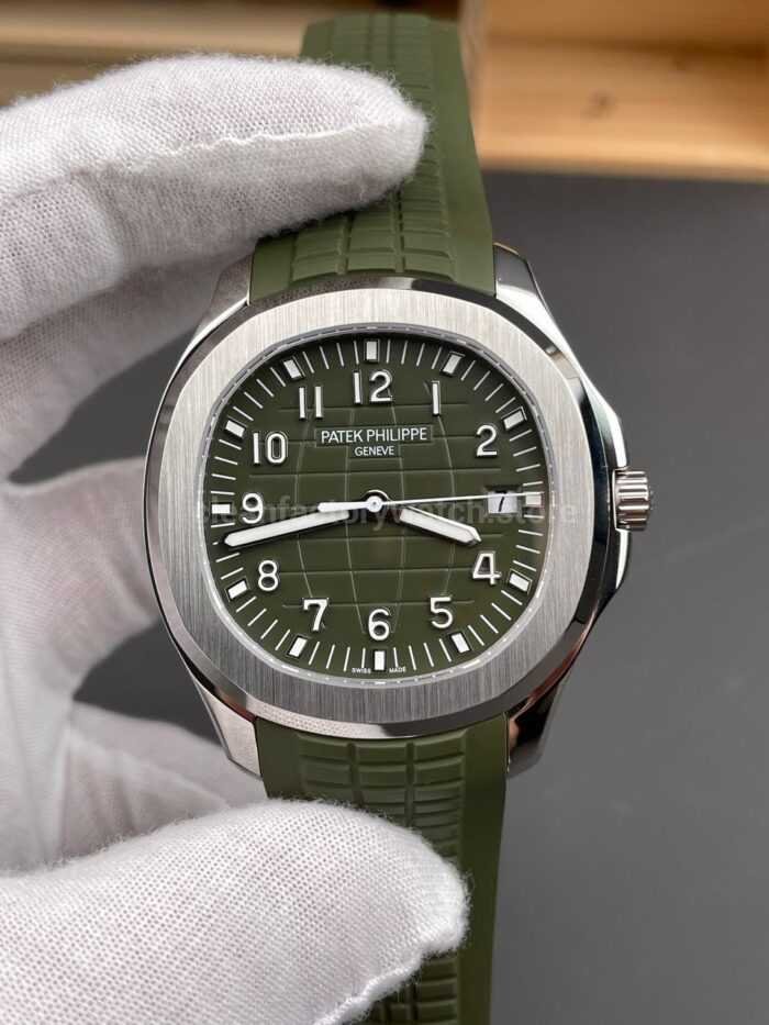 BBF Factory Patek Philippe Aquanaut 40mm 5168G-010 White Gold Rubber Strap Avocado Green Dial - Image 3
