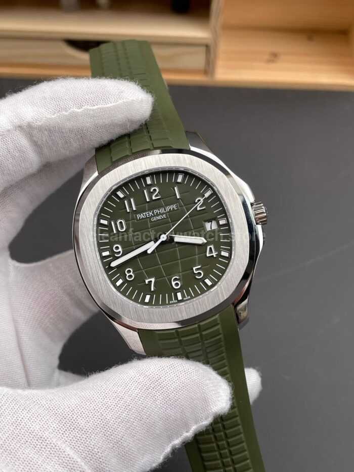 BBF Factory Patek Philippe Aquanaut 40mm 5168G-010 White Gold Rubber Strap Avocado Green Dial - Image 2