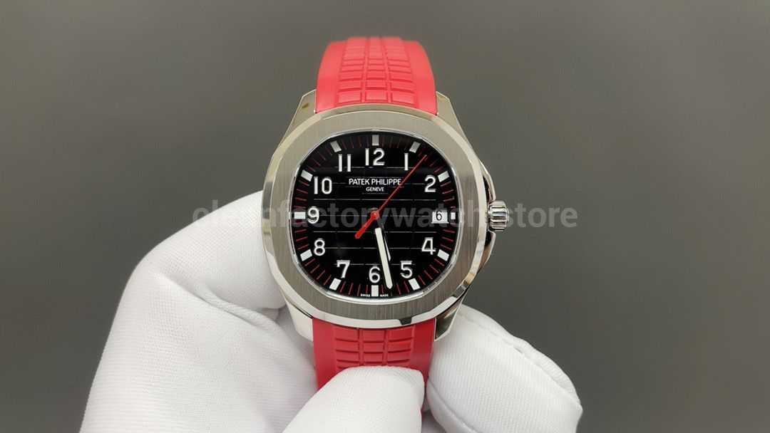 BBF Factory Patek Philippe Aquanaut 5167A-012 40mm Red Rubber Strap Arabic Numerals Black Dial