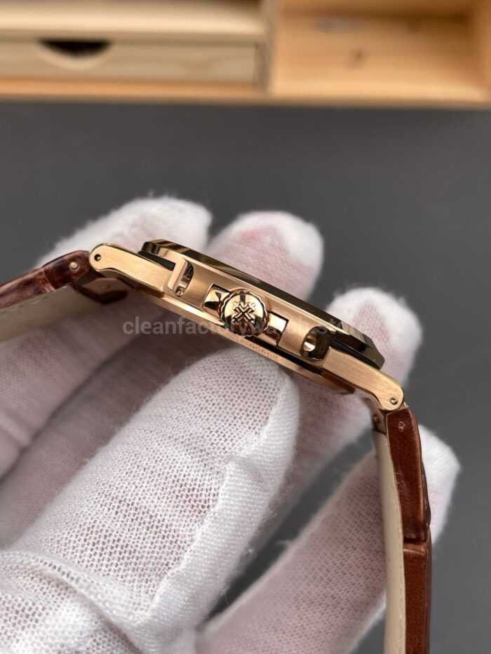 BBF Factory Patek Philippe Nautilus 5711/1R 40mm Rose Gold Brown Leather Strap Black Dial - Image 6