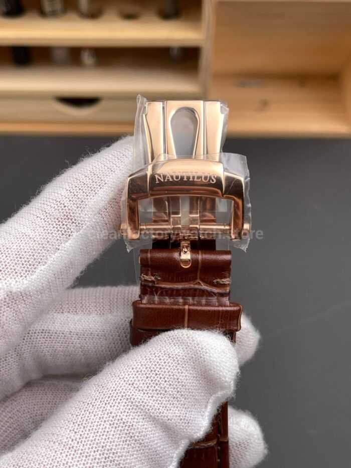 BBF Factory Patek Philippe Nautilus 5711/1R 40mm Rose Gold Brown Leather Strap Black Dial - Image 8