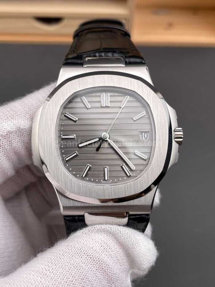 BBF Factory Patek Philippe Nautilus 5711G 40mm Leather Strap Grey Dial - Image 3