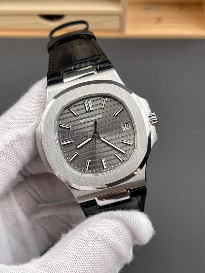 BBF Factory Patek Philippe Nautilus 5711G 40mm Leather Strap Grey Dial - Image 2