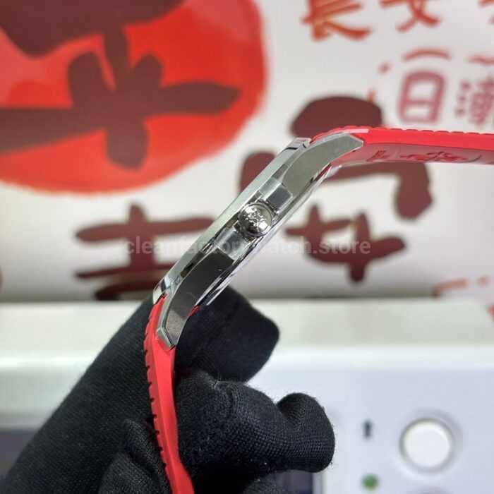 DDF Factory Patek Philippe Aquanaut 5167 40mm Steel Red Rubber Strap Arabic Numerals Black Dial - Image 6