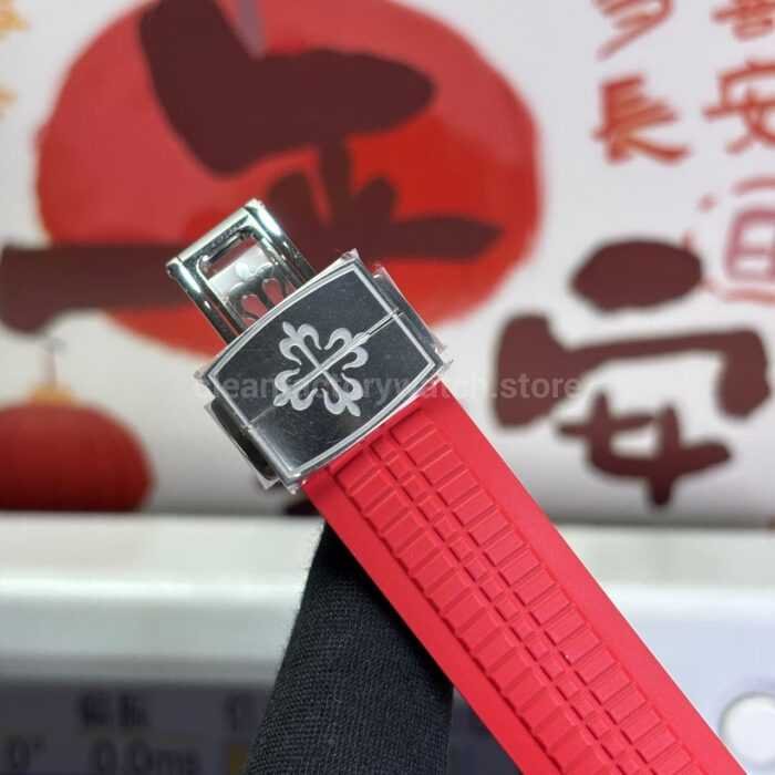 DDF Factory Patek Philippe Aquanaut 5167 40mm Steel Red Rubber Strap Arabic Numerals Black Dial - Image 8