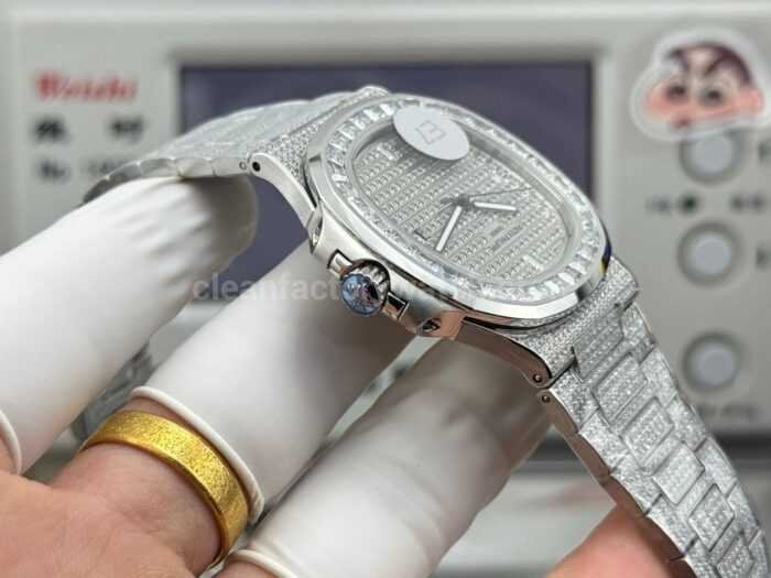 E7 Factory Patek Philippe Nautilus 5711 40mm White Gold Baguette Diamond Bezel Diamond Dial - Image 6