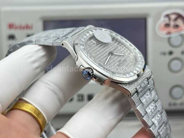 E7 Factory Patek Philippe Nautilus 5711 40mm White Gold Diamond Bezel Baguette Diamond Dial - Image 6