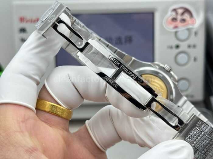 E7 Factory Patek Philippe Nautilus 5711 40mm White Gold Diamond Bezel Diamond Silver Dial - Image 8