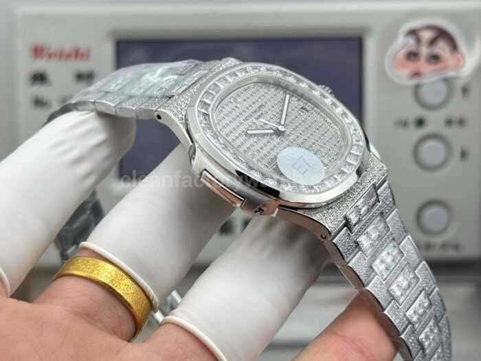 E7 Factory Patek Philippe Nautilus 5719G-010 40mm White Gold Diamond Bezel Diamond Dial - Image 5