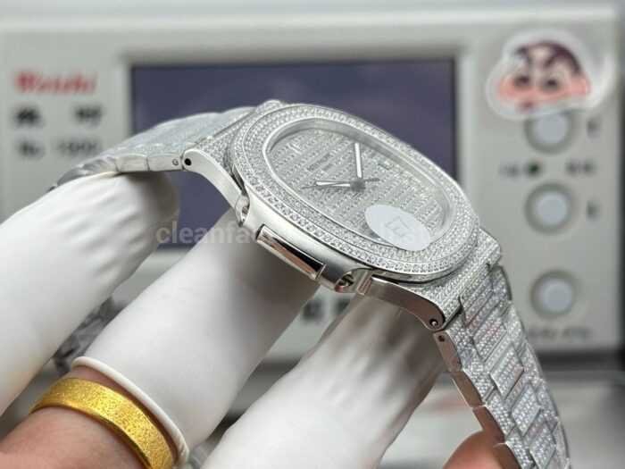 E7 Factory Patek Philippe Nautilus 57191G-001 40mm White Gold Diamond Bezel Diamond Dial - Image 5
