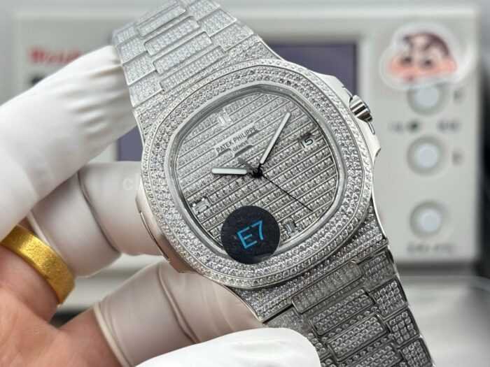 E7 Factory Patek Philippe Nautilus 57191G-001 40mm White Gold Diamond Bezel Diamond Dial - Image 2