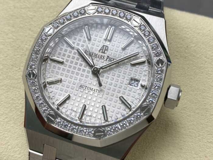IPF Factory Audemars Piguet Royal Oak 15450ST.OO.1256ST.01 37mm Stainless Steel Diamond Bezel Silver Dial - Image 3