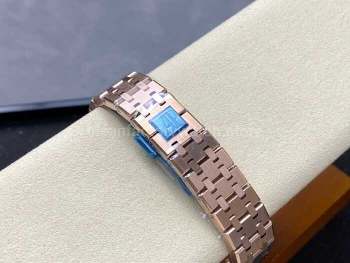 IPF Factory Audemars Piguet Royal Oak 15451OR.YY.1256OR.01 37mm Rose Gold Rainbow Diamond Bezel Champagne Dial - Image 9