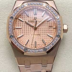 IPF Factory Audemars Piguet Royal Oak 15451OR rose gold diamond bezel champagne dial replica watch