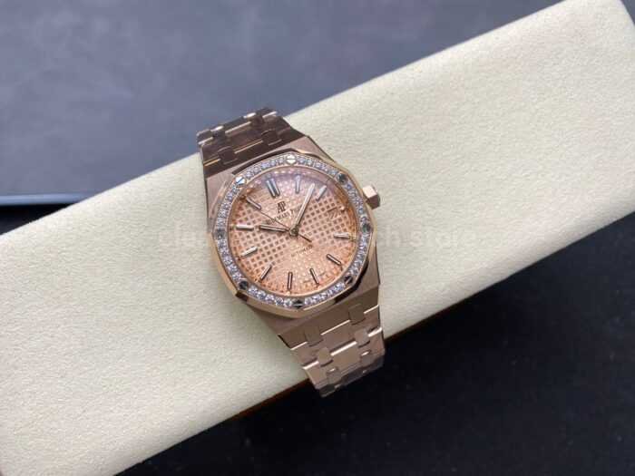 IPF Factory Audemars Piguet Royal Oak 15451OR.ZZ.1256OR.03 37mm Rose Gold Diamond Bezel Champagne Dial - Image 4