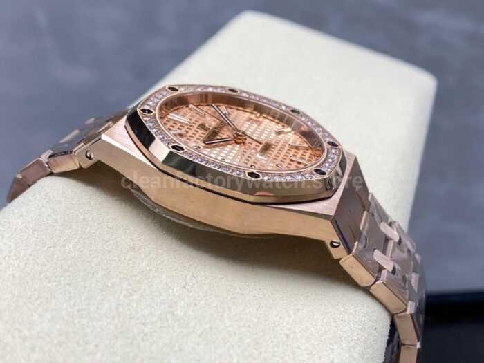 IPF Factory Audemars Piguet Royal Oak 15451OR.ZZ.1256OR.03 37mm Rose Gold Diamond Bezel Champagne Dial - Image 6
